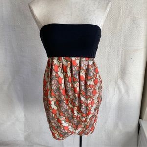Alice & Olivia Strapless Retro Floral Print Dress